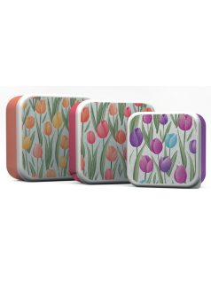 Tulipán mintás uzsonnás doboz szett, 3 db/szett