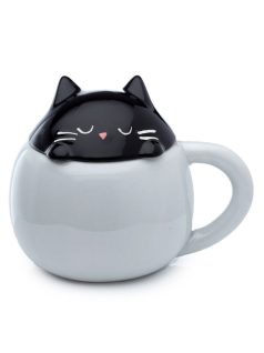 Cicás bögre fedéllel, kerámia, 450ml, Feline Fine Macska