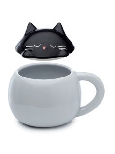 Cicás bögre fedéllel, kerámia, 450ml, Feline Fine Macska