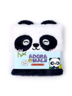   Pandás napló, 16x15cm, plüss borítóval, vonalas, Susu, a panda