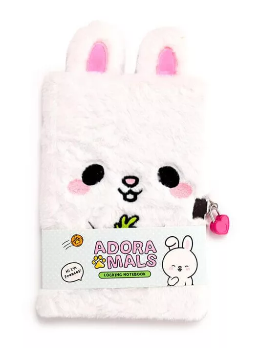 Nyuszis napló kulccsal, A/5, plüss borítóval, vonalas, Édes Állatok, Frances, a nyuszi