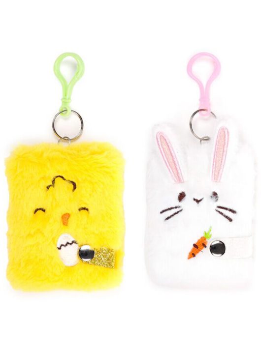 Nyuszis és csibés napló kulccsal, A/7, plüss borítóval, vonalas, Springtime