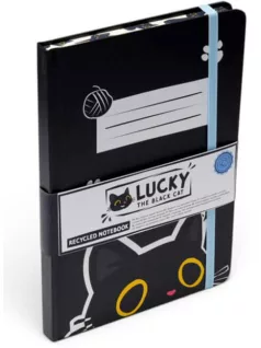   Cicás notesz, A/5, vonalas, 60 lapos, Lucky, a fekete macska