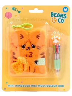   Cicás napló többszínű tollal, A/7, plüss borítóval, vonalas, Beans és Társai - Macskák