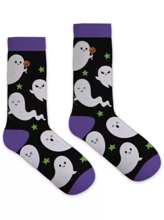 Halloweeni zokni, zsugorított varázszokni szellem mintával, kísérteties Spooky (EU36-38 és 39-41 méret)