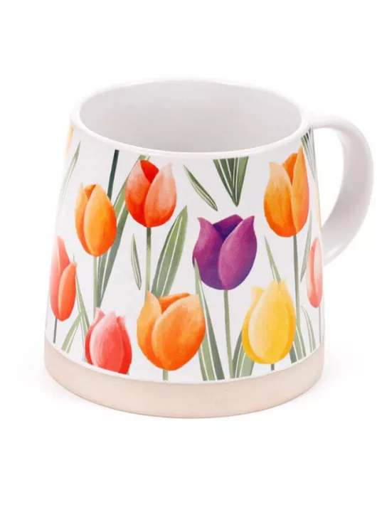 Tulipán mintás bögre, kerámia, 9x13cm, 420ml