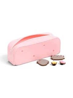   Pusheen cicás tolltartó, belefobálós, szögletes, szilikon, levehető díszekkel