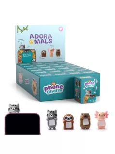   3D telefondísz, öntapadós, Édes Állatok ADORAMALS (axolotl, lajhár, kapibara, macska)