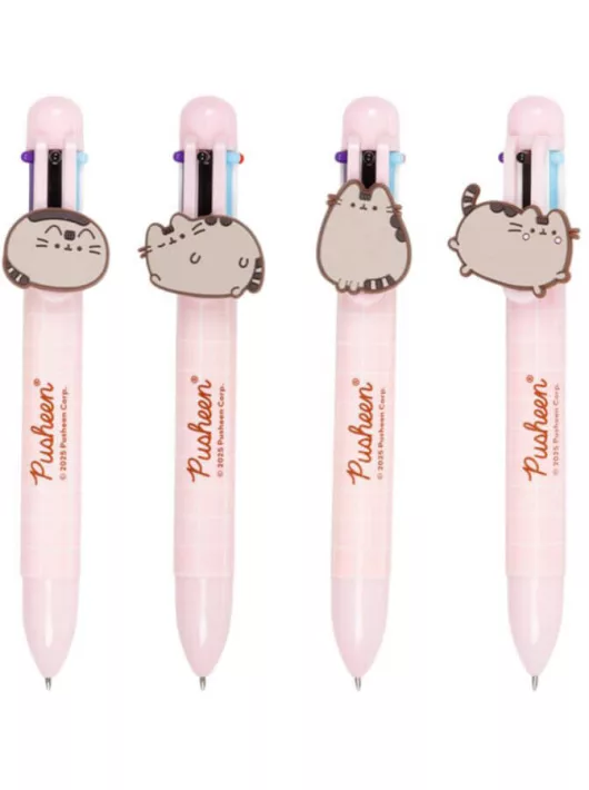 Pusheen cicás többszínű toll (6 szín), Pusheen figuradísszel, többféle