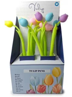 Tulipán formájú zseléstoll, fekete tintával, többféle