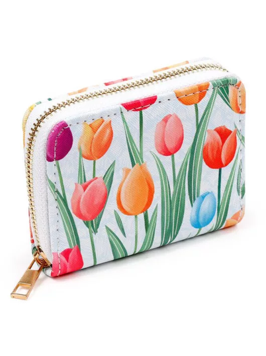 Tulipán mintás pénztárca, 9x11x2,5cm