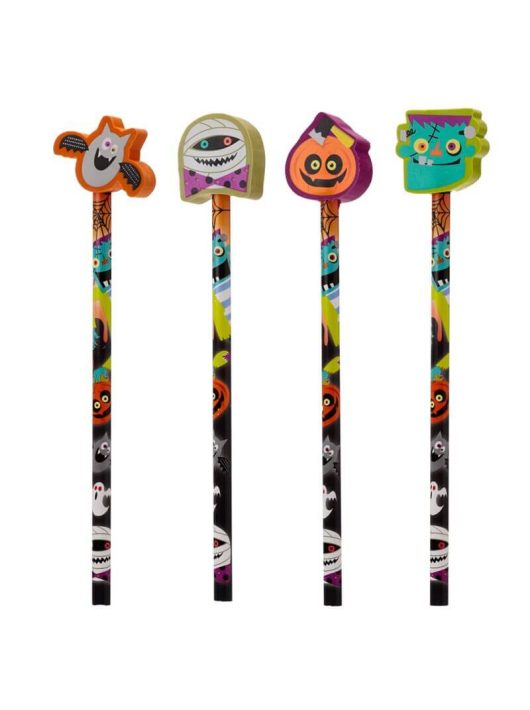 Halloweeni grafitceruza forma radírral, 1 db, 4 féle