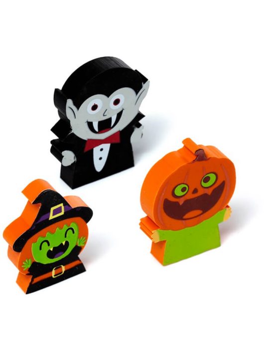 Radír Halloweeni, 3 db/szett (boszorkány, vámpír és tök)