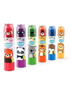   Ragasztóstift, 6 féle minta, glitteres, illatos, Vadon állatai - Édes állatok