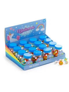 Mini radírok üvegcsében, unikornisos