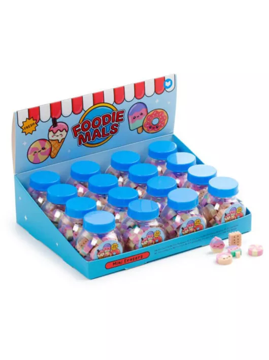 Mini radírok üvegcsében, Foodiemals
