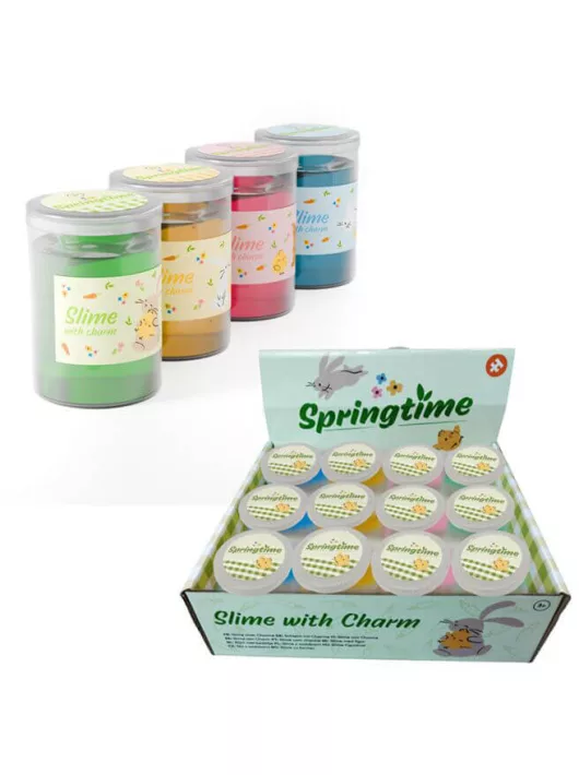 Slime 7cm-es műanyag palackban, húsvéti figurával, Springtime, 4 féle változat
