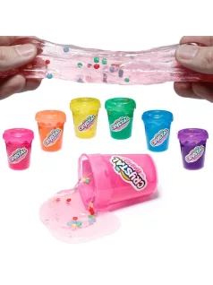   Slime 7cm-es műanyag palackban, gyöngyökkel, 6 féle változat
