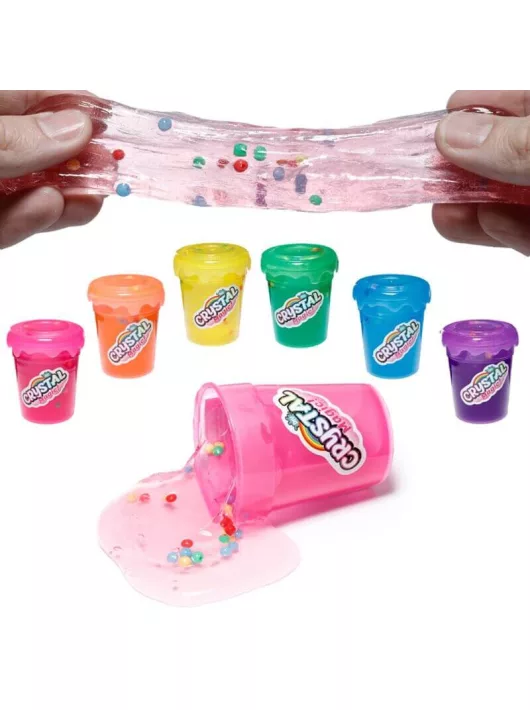 Slime 7cm-es műanyag palackban, gyöngyökkel, 6 féle változat