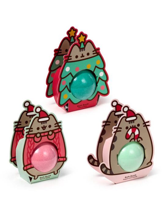 Pusheen cicás fürdőbomba, karácsonyi, többféle illatban, 1 db (XBATH85)