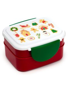   Karácsonyi ételhordó, uzsonnás doboz szett, 12x15,5x8,5cm, Bento, Mézeskalács minta