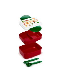   Karácsonyi ételhordó, uzsonnás doboz szett, 12x15,5x8,5cm, Bento, Mézeskalács minta