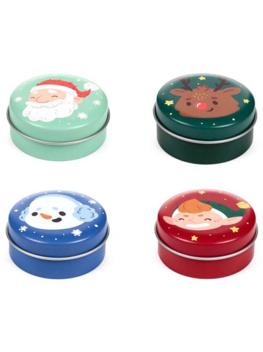 Karácsonyi ajakbalzsam tégelyben, karácsonyi csapat, 4 féle