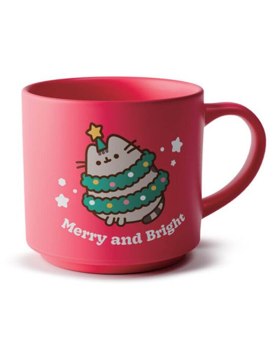 Pusheen cicás bögre, karácsonyi, 470ml, 9x10x9cm, Merry and Bright