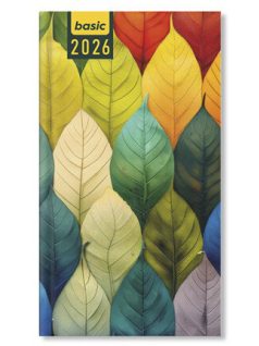   Period Basic zsebnaptár, álló, heti, 9x16,5cm, 2026, Leaves