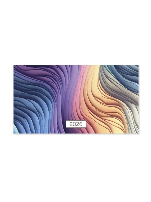 Period tűzött zsebnaptár, fekvő, 8,5x15,5cm, kétheti, 2026, Harmony