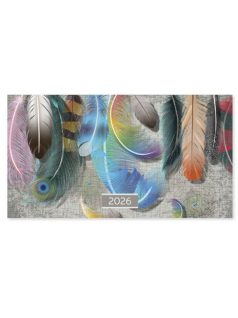   Period tűzött zsebnaptár, fekvő, 8,5x15,5cm, kétheti, 2026, Feather