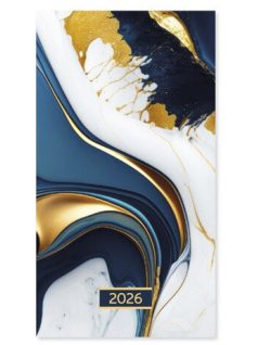   Period tűzött zsebnaptár, álló, 8,5x15,5cm, kétheti, 2026, Marble