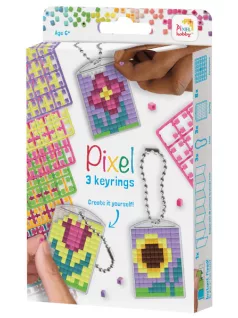   Pixel kulcstartókészítő szett 3 kulcstartó alaplappal, 8 színnel, mintákkal, tavaszi virágok