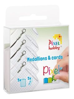   Kulcstartó alaplapok pixelhez zsinórral, 3x4cm, átlátszó, 5 db kulcstartó és 5 db zsinór