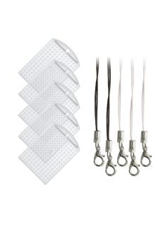   Kulcstartó alaplapok pixelhez zsinórral, 3x4cm, átlátszó, 5 db kulcstartó és 5 db zsinór