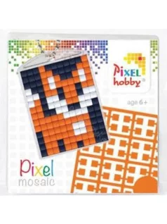   Pixel kulcstartókészítő szett 1 kulcstartó alaplappal, 3 színnel, róka