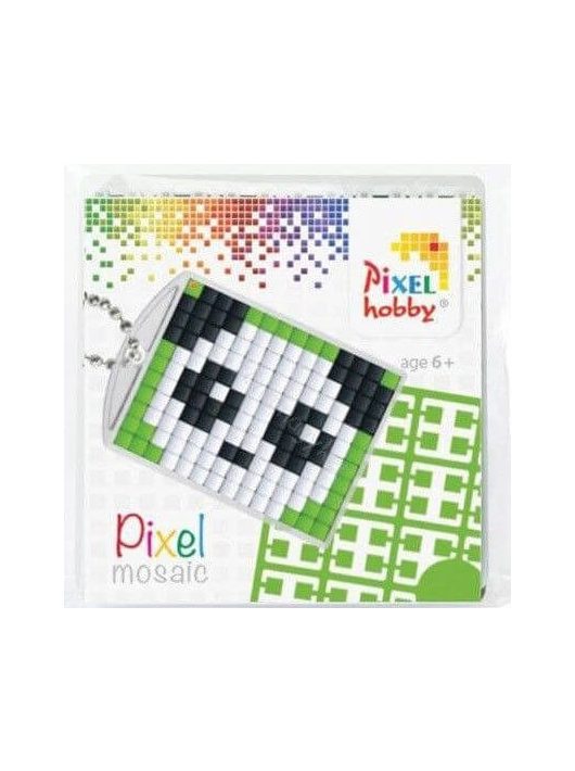 Pixel kulcstartókészítő szett 1 kulcstartó alaplappal, 3 színnel, panda