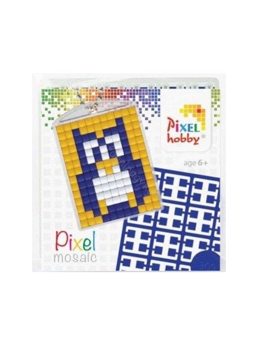 Pixel kulcstartókészítő szett 1 kulcstartó alaplappal, 3 színnel, bagoly