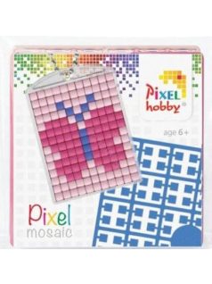   Pixel kulcstartókészítő szett 1 kulcstartó alaplappal, 3 színnel, lepke