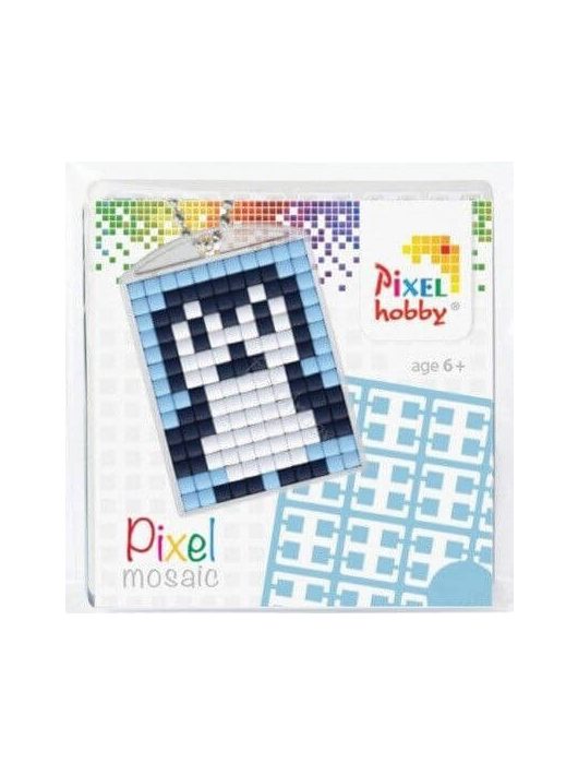Pixel kulcstartókészítő szett 1 kulcstartó alaplappal, 3 színnel, pingvin