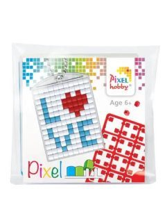   Pixel kulcstartókészítő szett 1 kulcstartó alaplappal, 3 színnel, Love