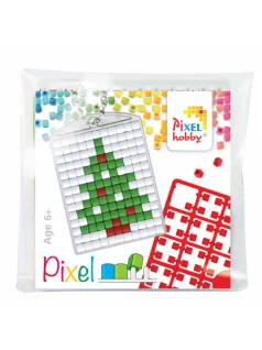   Pixel kulcstartókészítő szett 1 kulcstartó alaplappal, 3 színnel, karácsonyfa