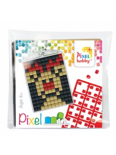   Pixel kulcstartókészítő szett 1 kulcstartó alaplappal, 3 színnel, karácsonyi, piros orrú Rudolf