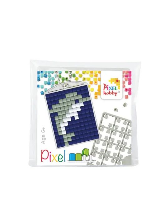 Pixel kulcstartókészítő szett 1 kulcstartó alaplappal, 3 színnel, delfin