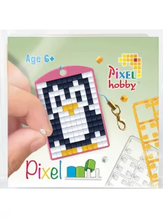   Pixel kulcstartókészítő szett 1 kulcstartó alaplappal, 3 színnel, pingvin