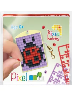   Pixel kulcstartókészítő szett 1 kulcstartó alaplappal, 3 színnel, katica