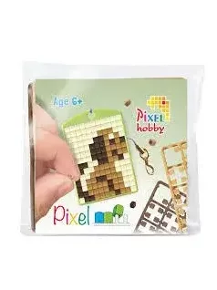  Pixel kulcstartókészítő szett 1 kulcstartó alaplappal, 3 színnel, kutyus (23107)