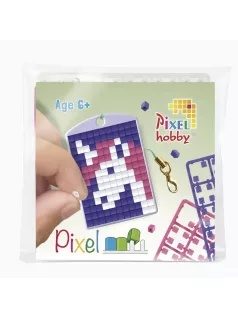   Pixel kulcstartókészítő szett 1 kulcstartó alaplappal, 3 színnel, unikornis (23111)