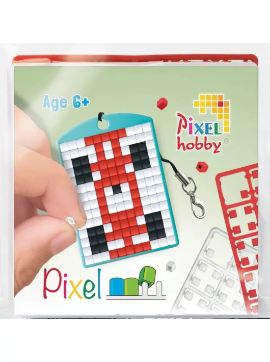 Pixel kulcstartókészítő szett 1 kulcstartó alaplappal, 3 színnel, versenyautó (23112)