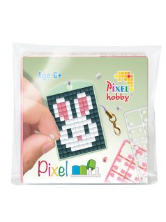 Pixel kulcstartókészítő szett 1 kulcstartó alaplappal, 3 színnel, nyuszi